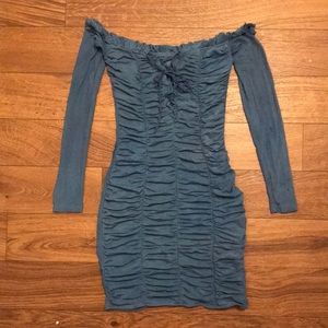 Blue off the shoulder dress